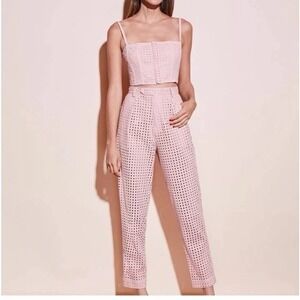 Fleur Du Mal Pink Eyelet Tapered Pants Size 0